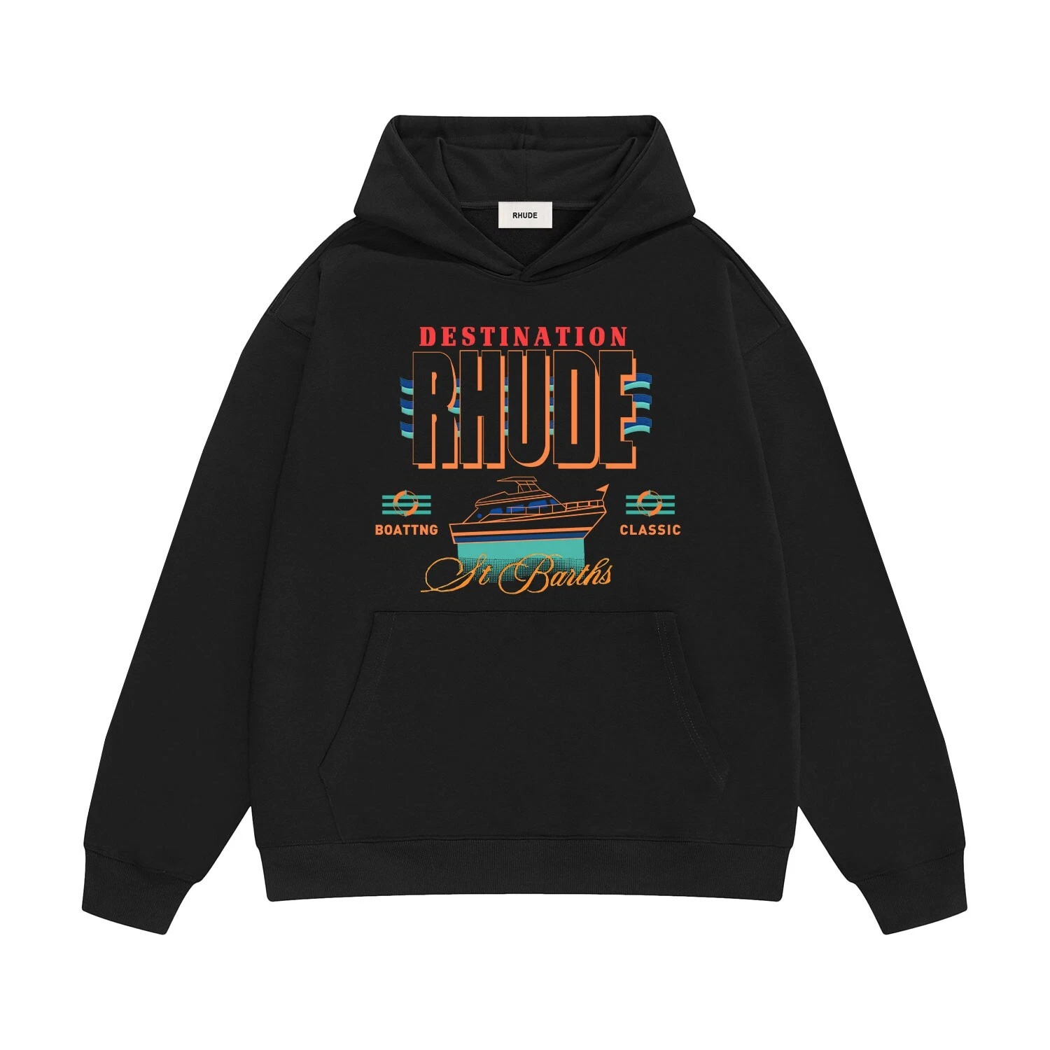NUOVO RHUDE Yacht uomo donna casual tempo libero cotone cappotto maglione con cappuccio TAGLIA:S XL