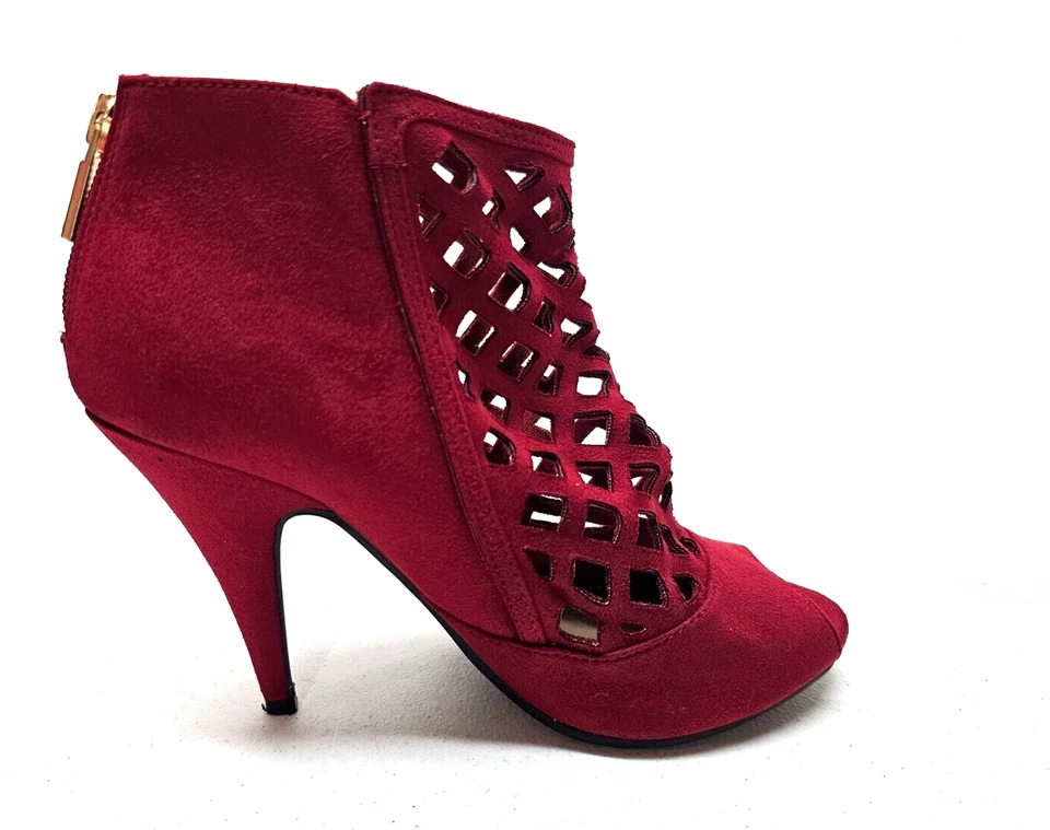 Женские туфли-лодочки Christian Siriano размер 6,5 4 дюйма на шпильке красные ботильоны с открытым носком - Изображение 4 из 4
