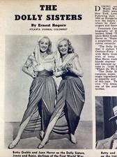 Betty Grable Print Article 1945 Atlanta AJC June Haver Dolly Sisters Hungary