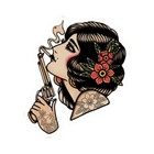 Traditional Tattoo Artwork Lady Gunslinger Vinyl Stickers Decal Illustration 