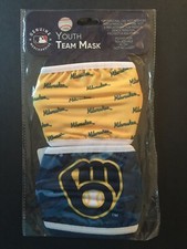 Milwaukee Brewers YOUTH SIZE Licensed 2 Pack Face Mask Covering - 50 Off SRP 