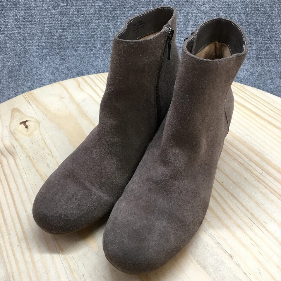 Kenneth Cole Reaction Botas Mujer 8 Paradas de Carretera Cremallera Lateral Tacones Botín Marrón Gamuza Foto 3 de 4