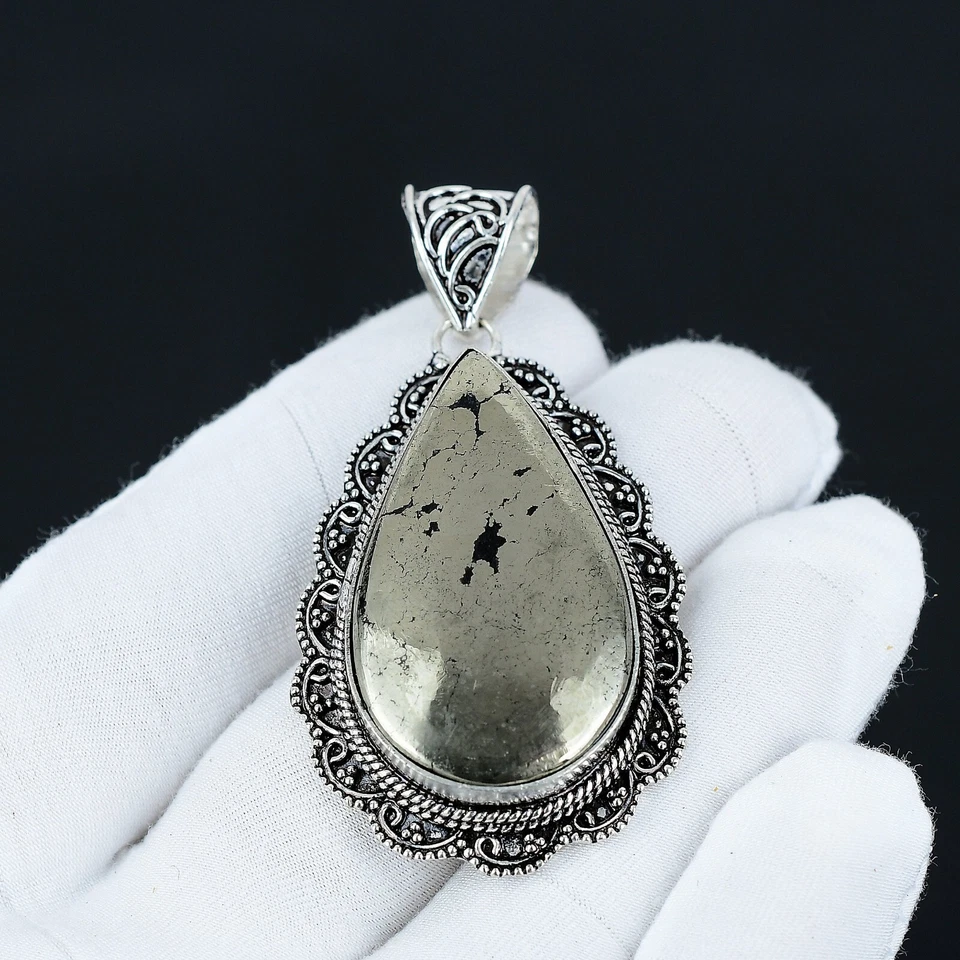 Apache Pyrit Gold Handgemacht 925 Sterling Silber Anhänger Geschenk für Sie - Bild 4 von 4