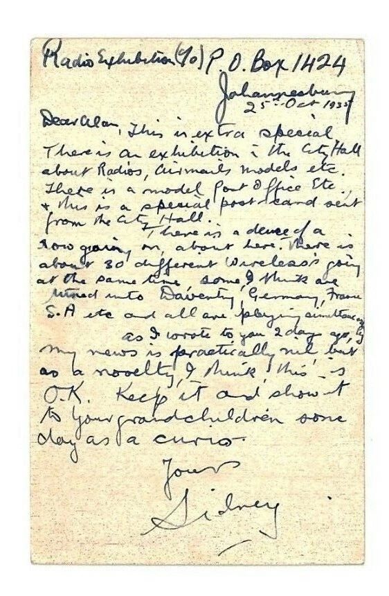 Южная Африка карта радио выставка соответствующее сообщение авиапочта 1935 открытка T277a - Изображение 2 из 4