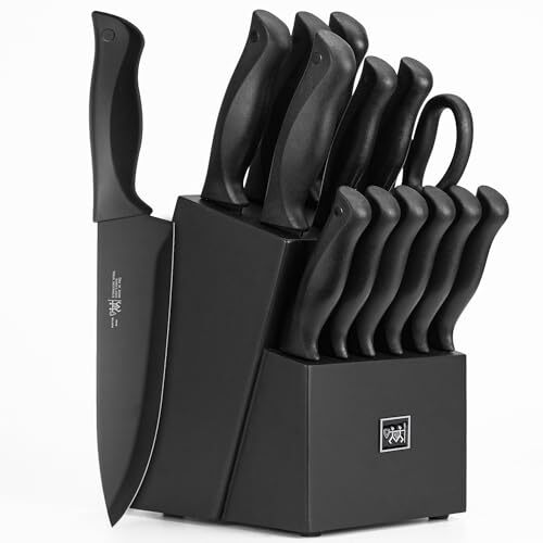 Knife Sets for Kitchen with Block, 15 Pcs Kitchen Knife Set with Block Self S...-image