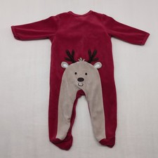Little Me My First Christmas Romper Coverall 6 Months Footed CUTE REINDEER REAR