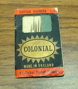 VINTAGE COLONIAL COTTON DARNERS NEEDLES IN ORIGINAL PACKAGE-NOT FULL-ENGLAND