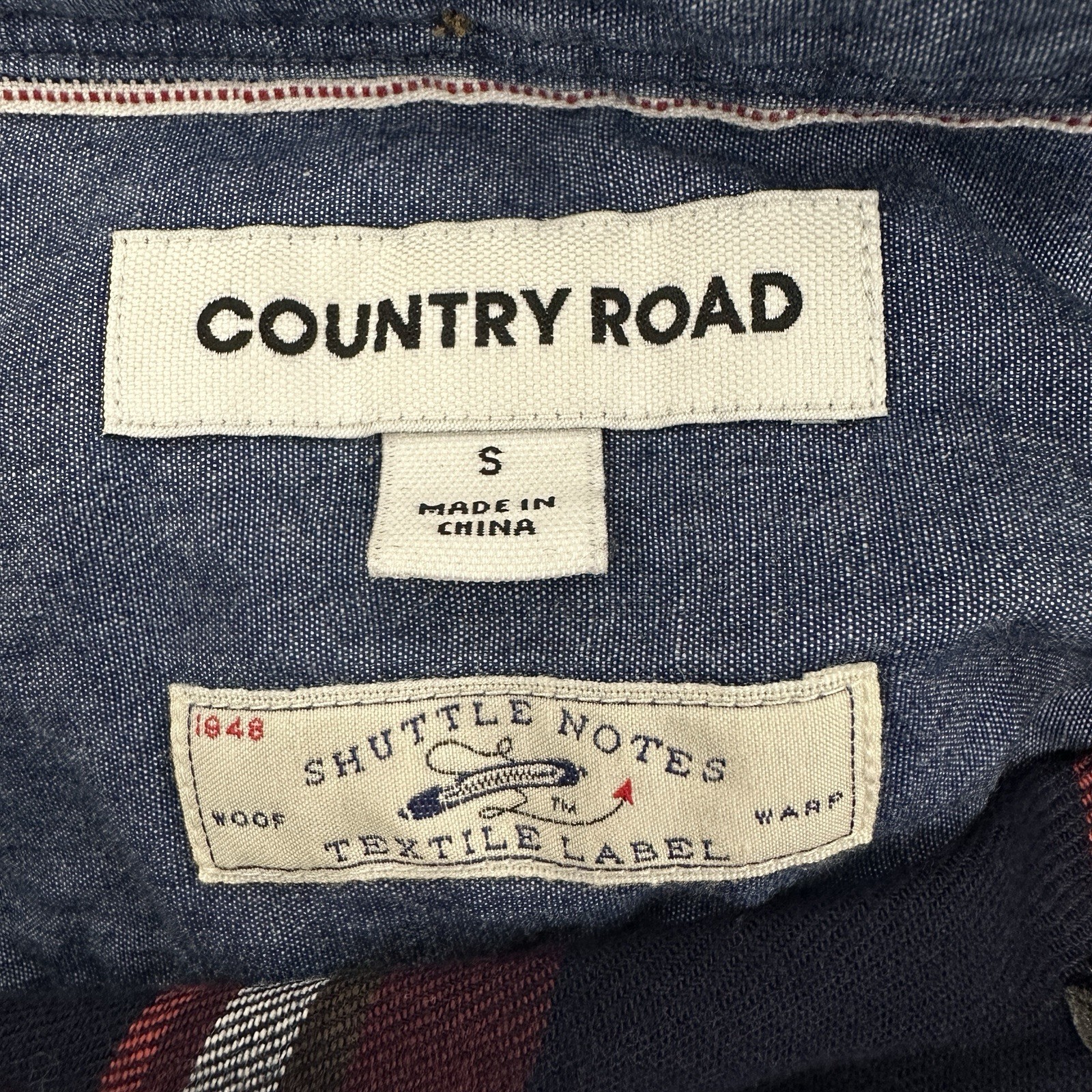 Country Road x Shuttle Notes Shirt Men S Blue/Red Check Button Cotton image 3