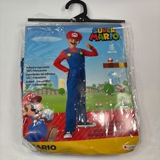Disguise Kids M 7-8 Super Mario Costume Jumpsuit Hat Mustache Halloween Dress Up