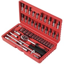1/4 Drive 46Pcs Ratchet Wrench Socket Set Carbon Steel Tool Kit Multi Bits