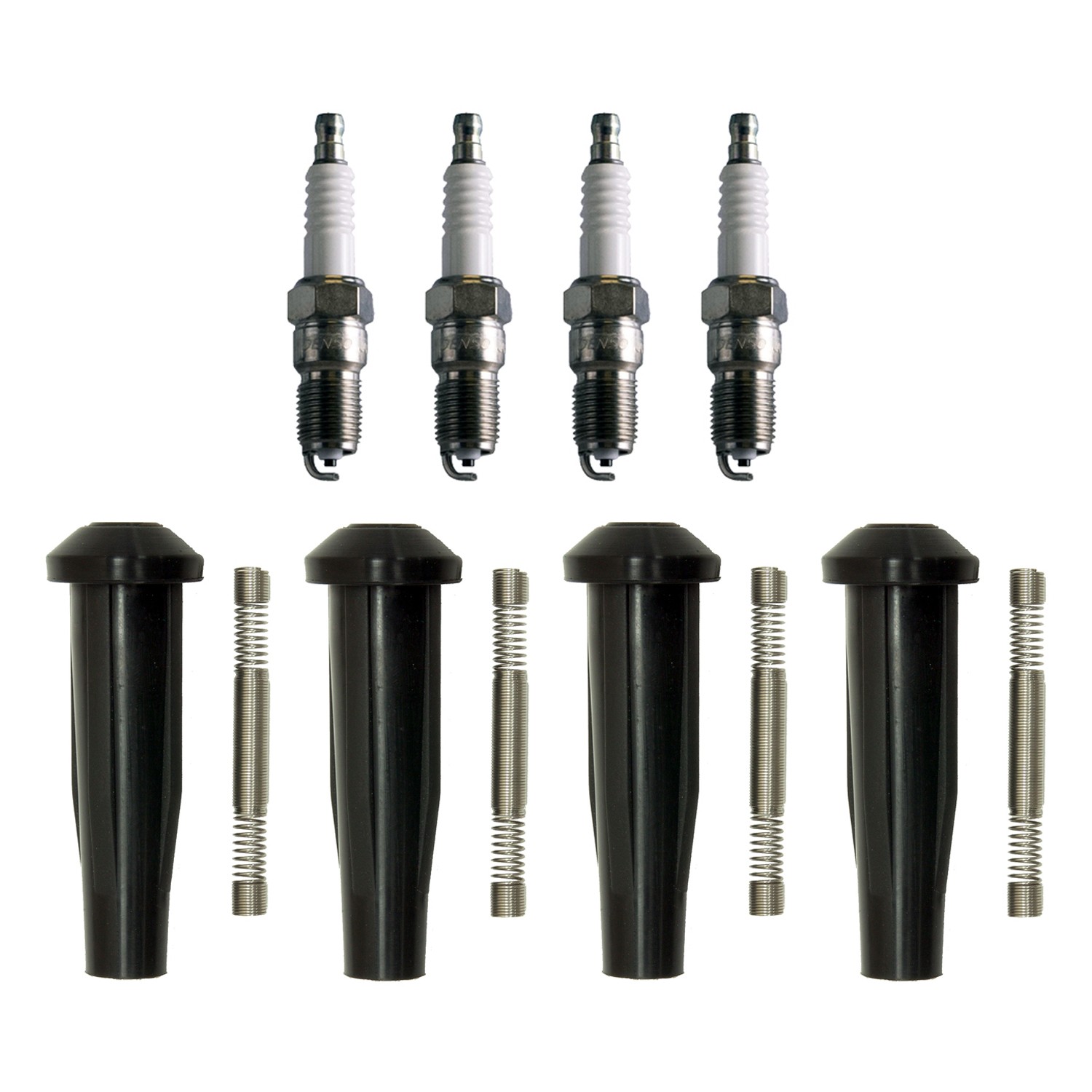 Denso 4 Standard Plugs  NGK Ignition Coil Boots Kit for Ford Focus Mazda 3 2.0L