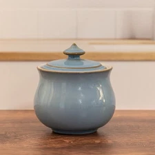 Denby Fine Stoneware Lidded Pot Blue Glaze Sugar Bowl Vintage Castille