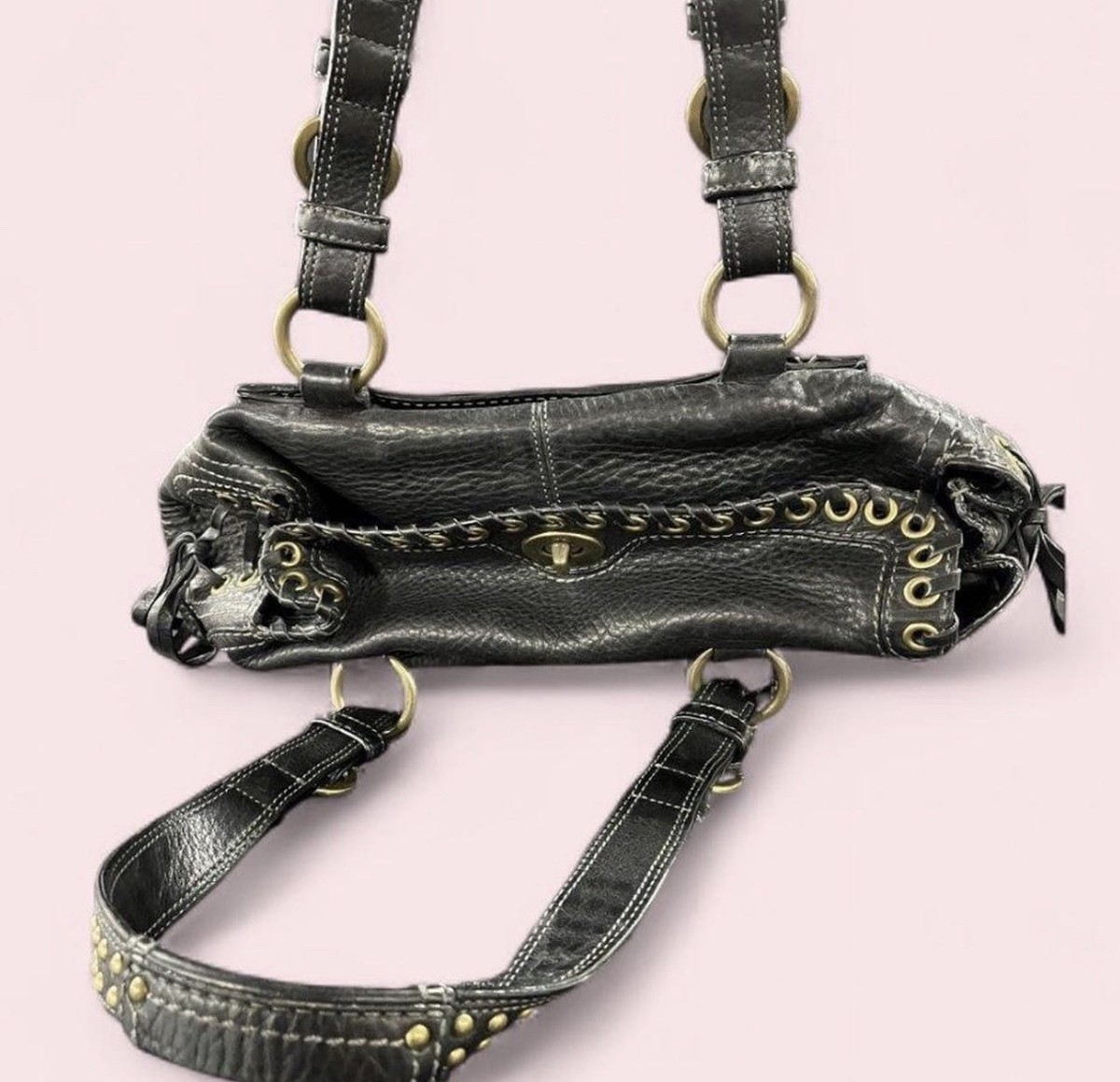 RARE Y2K Coach Vintage 10972 Black Pebbled Chelsea Abbey Laced