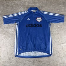 Vintage Adidas Cycling Jersey Blue Climalite 3 Stripe Short Sleeve Men’s M