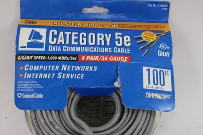 General Cable New Category 5e Data Communications Cable 100 Ft (30.4m) New USA