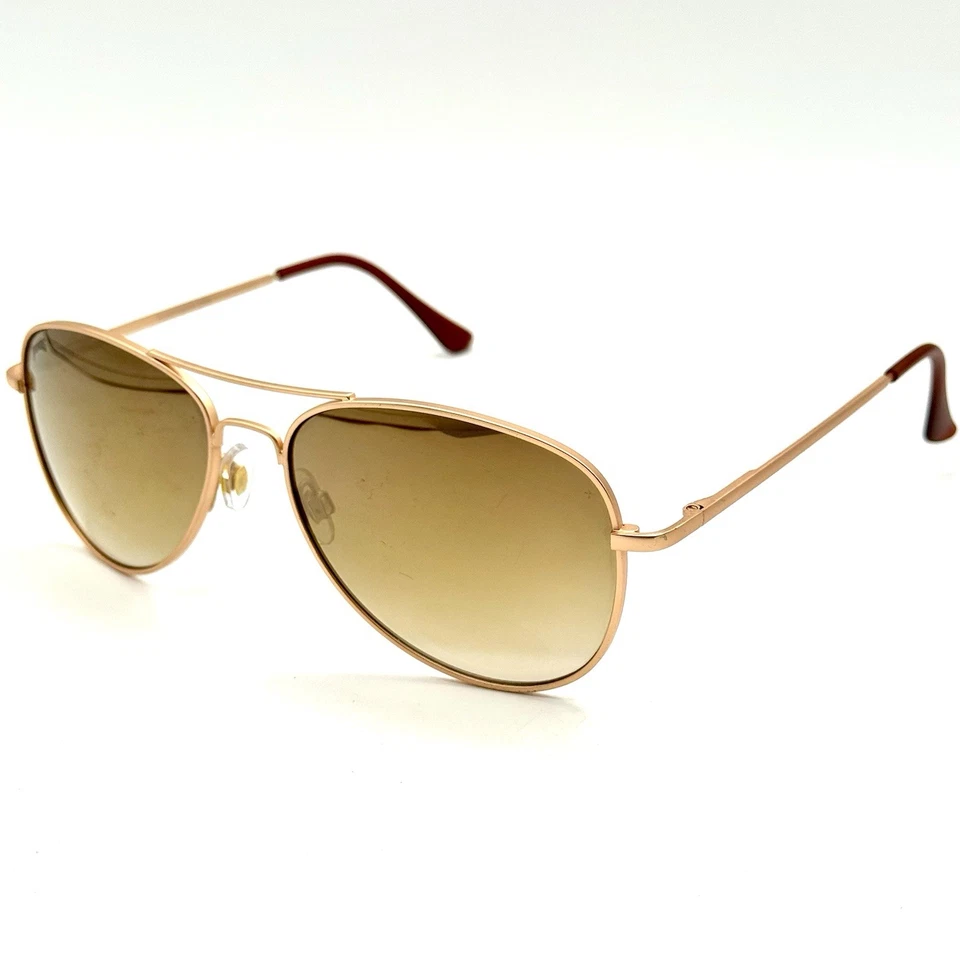 Pugs #M10 Designer Aviator Sunglasses Gold Metal Frame Brown Mirrored Lenses - Image 4 of 4