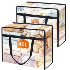 2 PCS 40L Clear Clothes Storage Bags Vinyl Blanket Container Heavy Duty Zipper