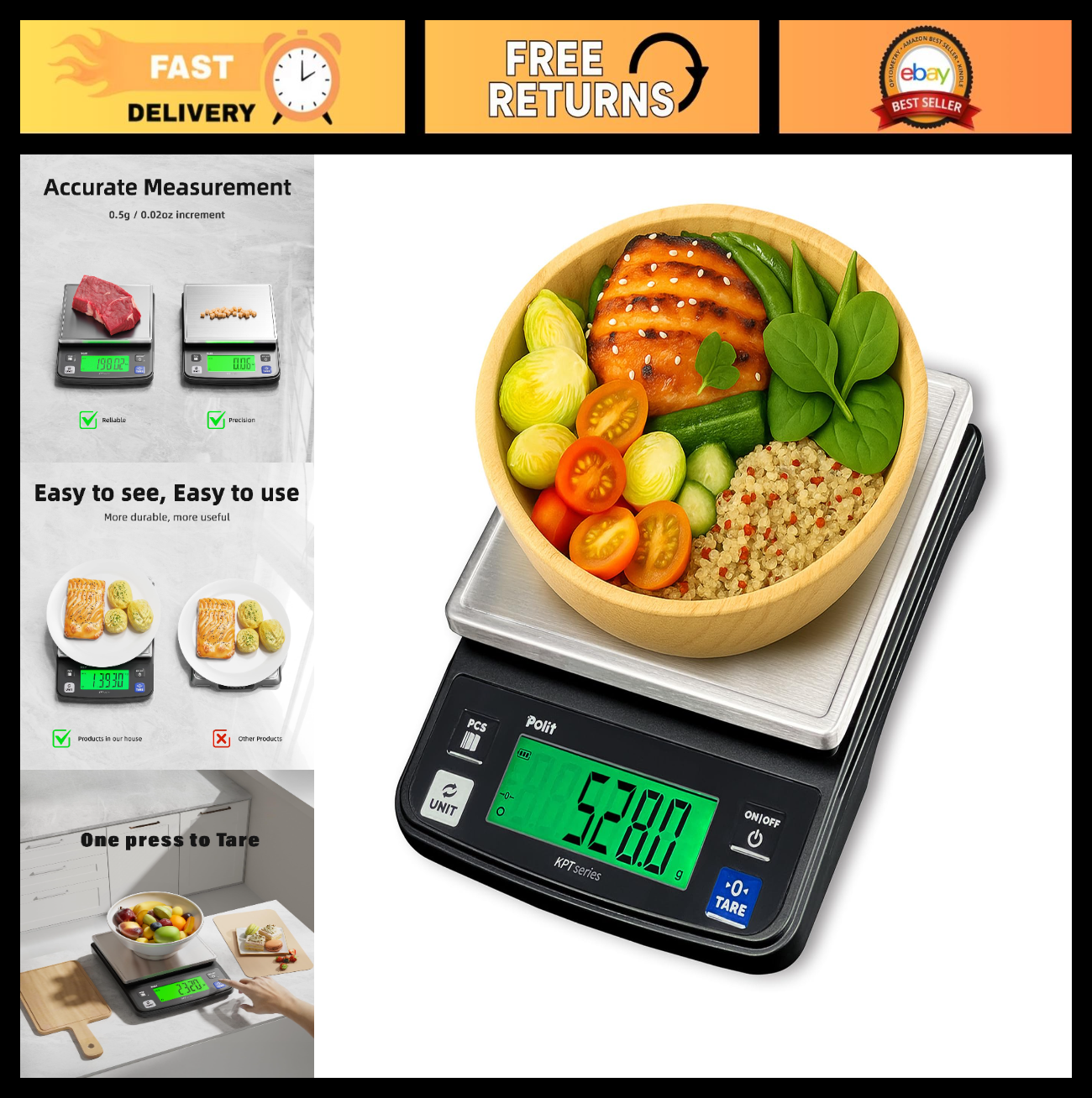 Digital Kitchen Scale Stainless Steel 13lb