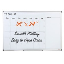 36x24in Scratch Resistant Magnetic Whiteboard Calendar with Tray
