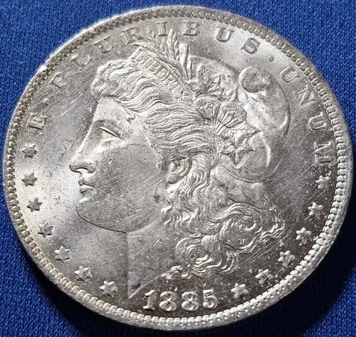 A 1885 O Morgan Silver Dollar $1 Coin - Choice BU! Flashy!