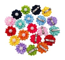 PET SHOW 10pairs Flower Small Dogs Hair Bows 10 Count Pack of 1 , Multicolor