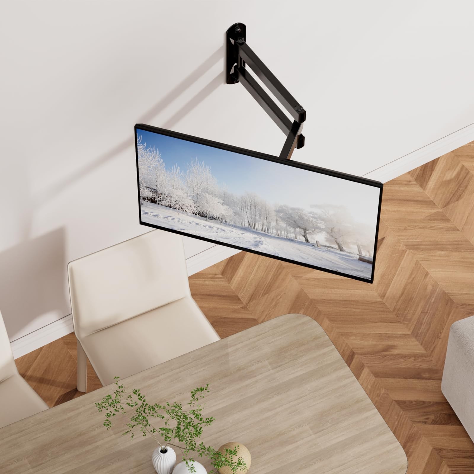 Wali Tv Wall Mount Articulating LCD Monitor Full Motion 15 Inch Extens