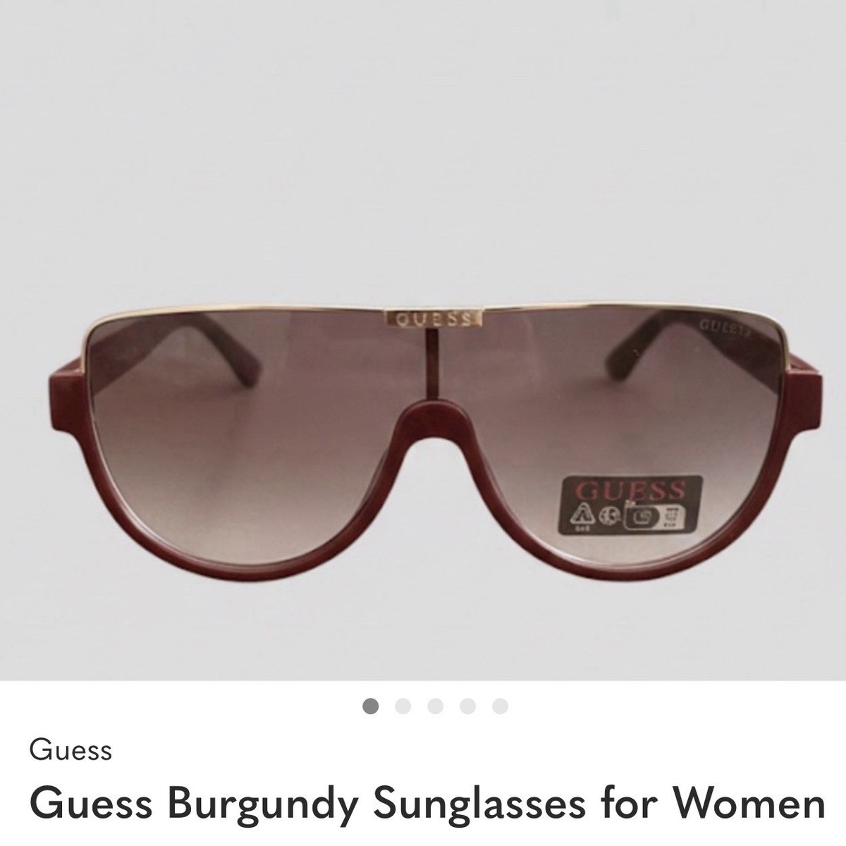 GUESS Burgundy Oversized Shield Sunglasses Women Gradient 