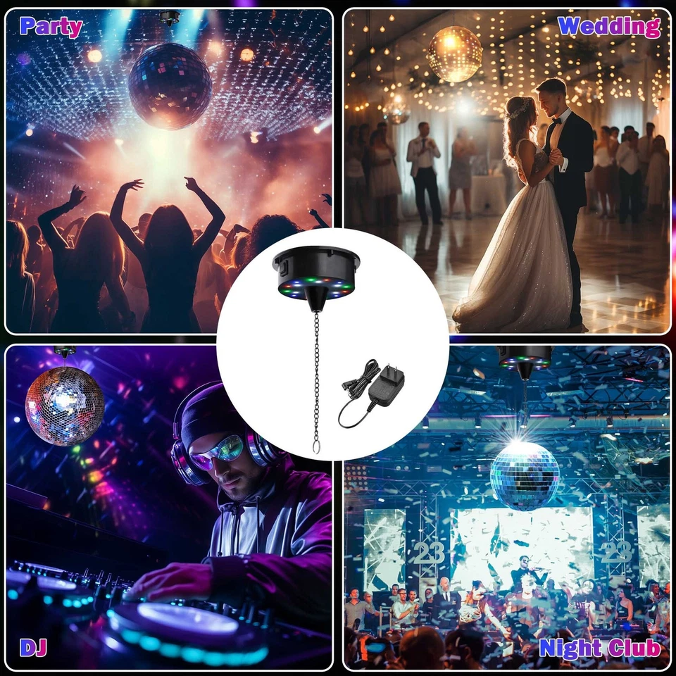 Yescom Disco Ball Motor Rotating 6RPM 18 RGBW LED Lights for 6"-12" Mirror Ball - Image 4 of 4