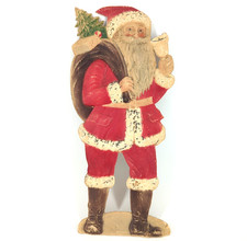 Antique Santa Claus Cardboard Embossed Die Cut Germany 16" Father Christmas