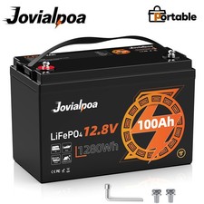 12V 100AH LiFePO4 Lithium Battery Deep Cycle Built-in BMS for RV Solar Off-grid