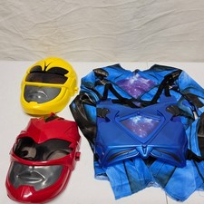Power Rangers Costume Set Kids 6-7X Blue Red Yellow 2017 Movie Masks Chest Piece