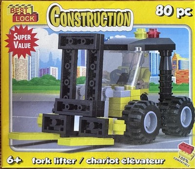 Fork Lift & Fire Truck Building Blocks Toy 2-set Bundle