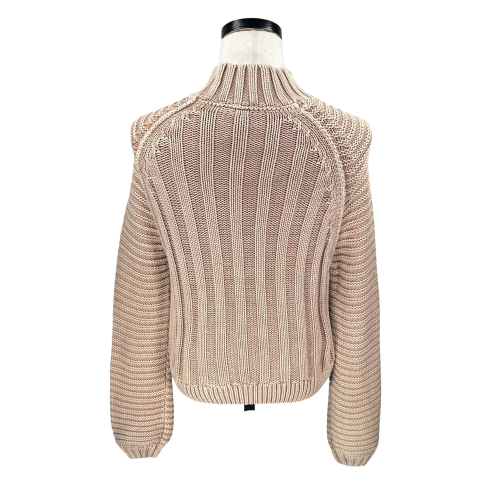 Suéter Free People Sweetheart Para Mujer Pequeño Beige Cuello Simulado Grueso Punto Abierto Foto 4 de 4