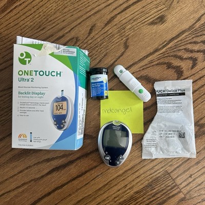OneTouch Ultra 2 Blood Glucose Monitoring Backlit Exp 2029 & test strips