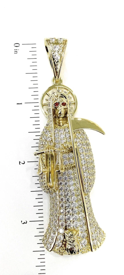 Collar de piedra de color blanco Santa Muerte de alta calidad chapado en oro con cadena  Foto 3 de 4