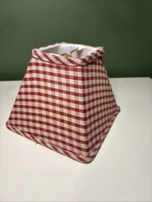 Primitive Country, Cottage Fabric, Lampshade Square Red/Tan Plaid ￼