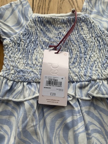 Ted Baker Girls Blue And White Summer Dress Newborn Size Up To 10lbs - Picture 2 of 5