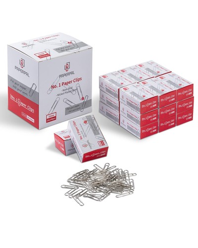 #1 Nonskid Paper Clips, 2000 Medium Paper Clips (20 Boxes of 100 Each), Bulk ...