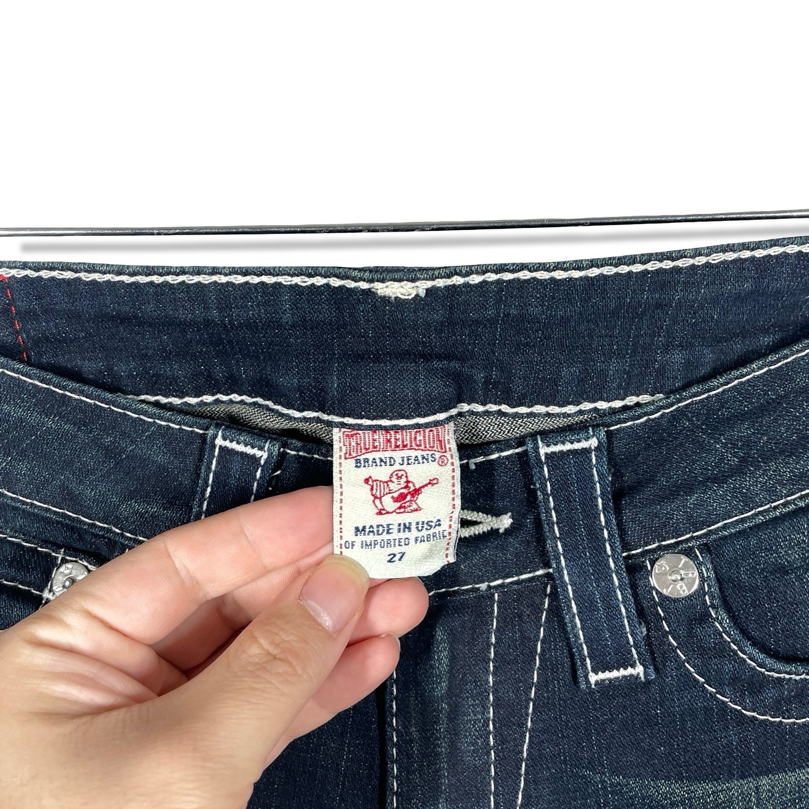 True Religion Joey Disco Fever Jeans Womens 27 Blue Crystal Flare Grunge NWT thumbnail 3