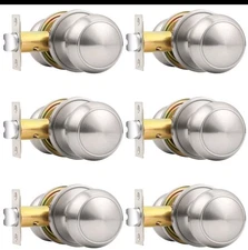 Probrico Passage Door Knobs Brushed Nickel Interior Keyless Round Door Knobs ...