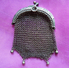 Antique LADYS STERLING SILVER MESH PURSE / approx 15 gr. Sterling Silver