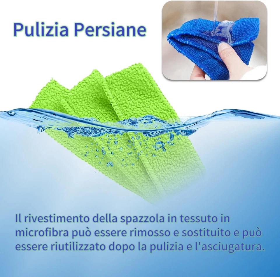 3Pz Pulisci Persiane,3Pz Coprispazzola Di Ricambio in Microfibra E Spazzola per  - Immagine 3 di 4