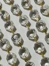 Vintage Crystal Prism Strands for Chandelier or Lamp Octagon Faceted 8-8 in.