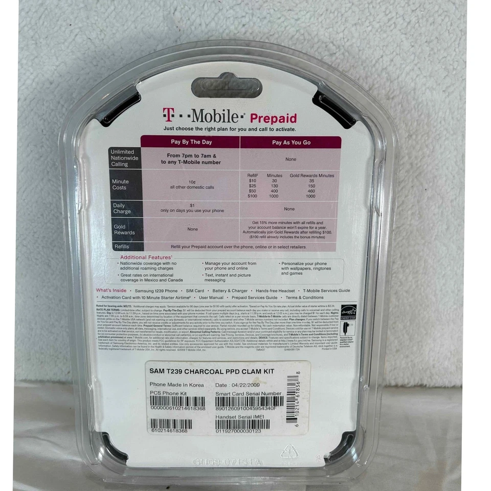 T-Mobile SAM T239 Charcoal Prepaid Unlimited Slider Phone Camera Bluetooth - Image 2 of 3