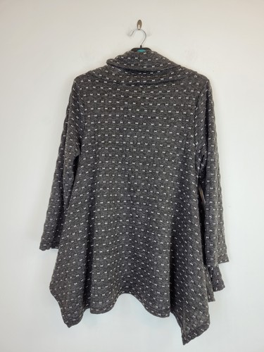 Sahara Oversized Tunic Top Lagenlook Grey White ~ Size Small - Picture 8 of 11