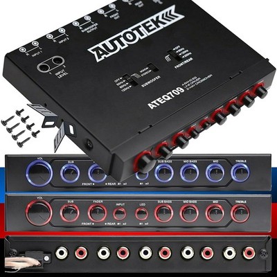 1/2 DIN Equalizer Autotek ATEQ709 4 Band with Crossover