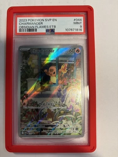 PSA 9 Charmander – Obsidian Flames ETB Promo #044 Pokemon 2023. With guard shown