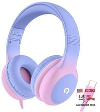 Wired Kids Headphones with USB C Plug, Without Microphone Light Purple  Pink