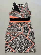 Material Girl Sleeveless Geo Print Bodycon Dress, Size L.