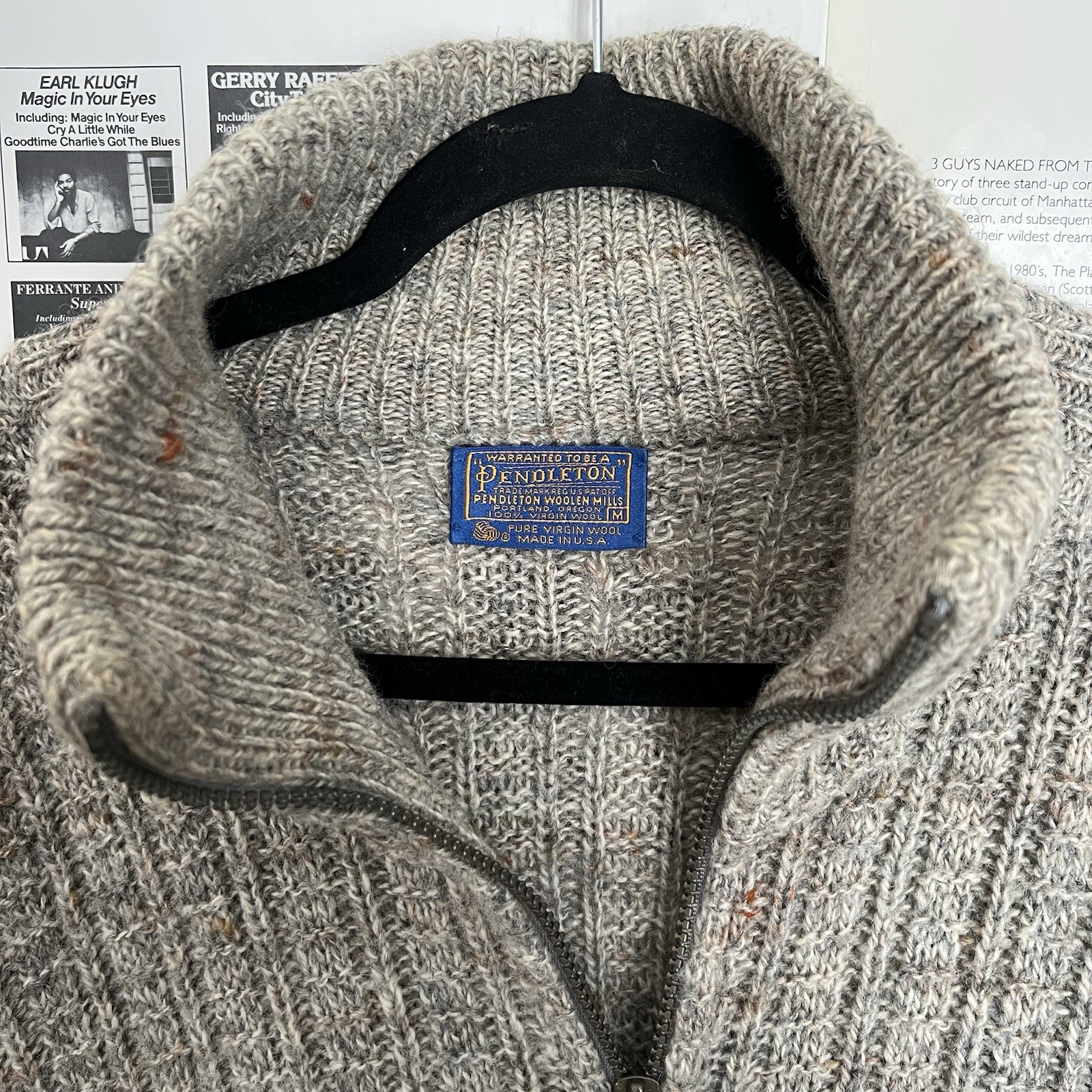 Pendleton 100% Wool Washable Full Zip Sweater Gra… - image 5